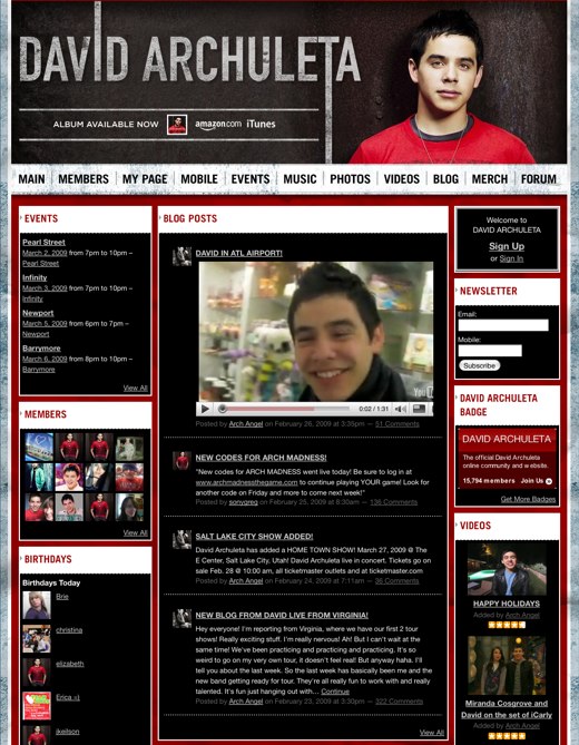 david archuleta  official website