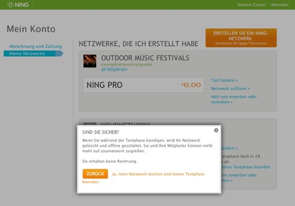 KÃ¼ndigung eines Ning-Netzwerks 2