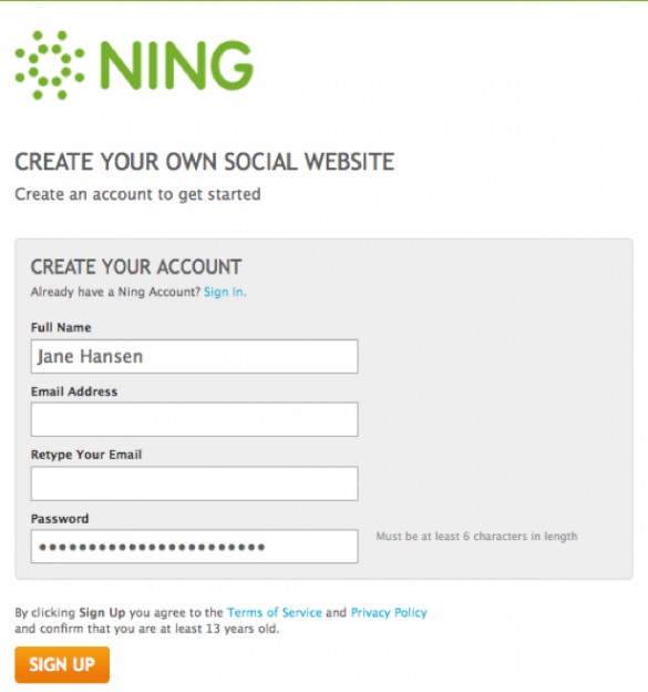 Create a Ning Network 3