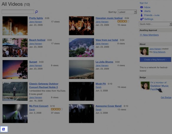 Subscribe to a Ning Network's Videos with RSS