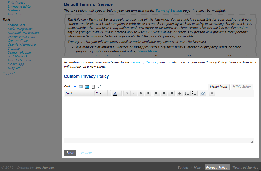 Add Custom Terms of Service & Privacy Policy to Your Network 2